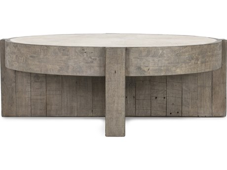 Classic Home Sonoma Round Concrete Corsican Grey & Antique White Top Coffee Table