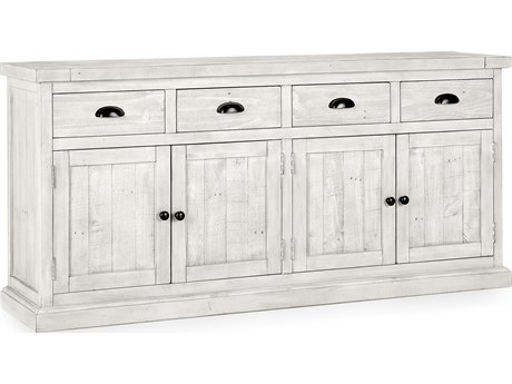 Classic Home Caleb 74" Pine Wood Distressed Ivory Sideboard