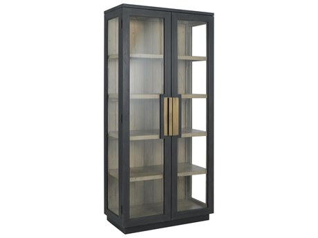 Classic Home Larson Pine Wood Black Display Cabinet