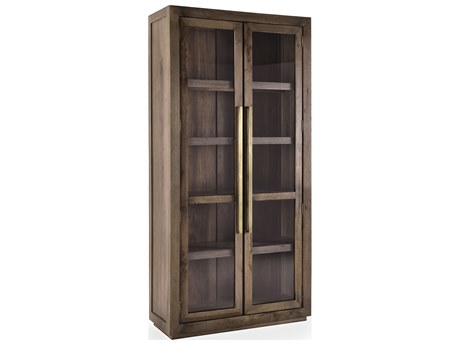 Classic Home Bradley Oak Wood Brown Display Cabinet
