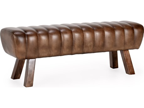 Classic Home Florian Brown Leather Accent Bench