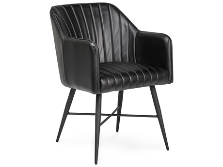 Classic Home Leon Black Leather Arm Dining Chair