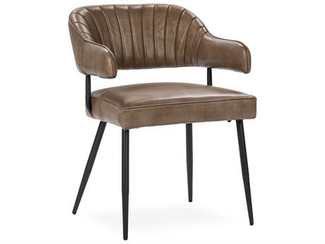 Classic Home Ashford Brown Leather Arm Dining Chair