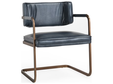 Classic Home Fonda Black Leather Arm Dining Chair