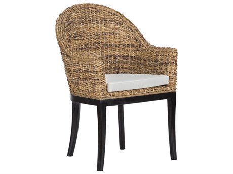 Classic Home Odisha Hardwood Black Upholstered Arm Dining Chair