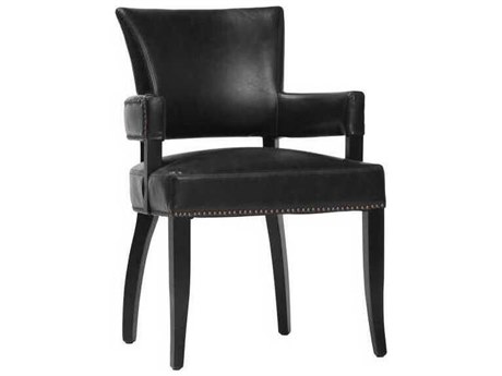 Classic Home Ronan Birch Wood Black Upholstered Arm Dining Chair