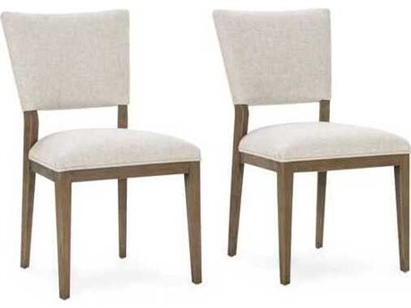 Classic Home Phillip Oak Wood Beige Upholstered Armless Dining Chair Set of 2