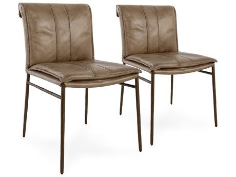 Classic Home Mayer Brown Leather Armless Dining Chair Set of 2