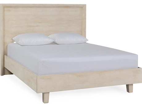 Classic Home Reece White Beige Mango Wood Queen Platform Bed