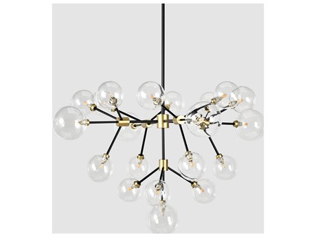 Classic Home Timothy 20-Light Gold Black Glass Chandelier