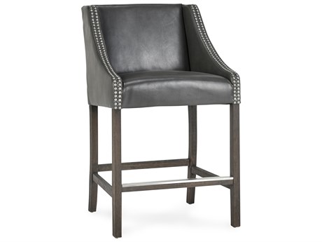 Classic Home Cascade Charcoal Gray Upholstery Leather Rubberwood Bar Stool