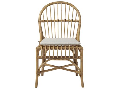 Coastal Living Home Escape Bamboo Wood Natural Upholstered Side Dining Chair