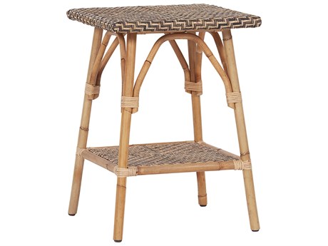 Coastal Living Home Getaway Square Wood Natural Rattan End Table