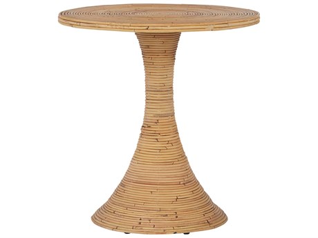 Coastal Living Home Getaway Round Wood Natural Rattan End Table