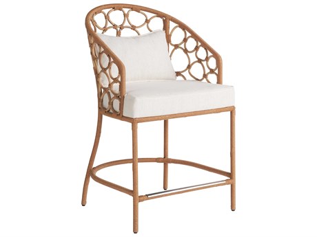 Coastal Living Home Weekender Natural Upholstered Rattan Counter Stool