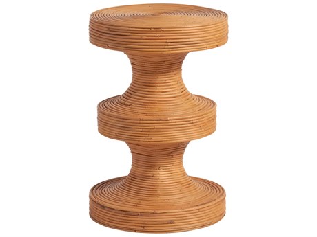 Coastal Living Home Weekender Round Wicker Natural End Table