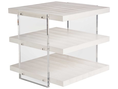 Coastal Living Home Weekender Rectangular Wood White Sand End Table
