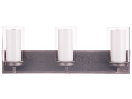 Craftmade Texture 3-Light Natural Iron Vintage Gray Glass Vanity Light