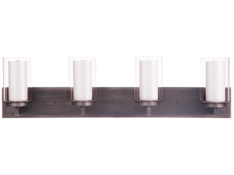 Craftmade Texture 4-Light Natural Iron Vintage Gray Glass Vanity Light
