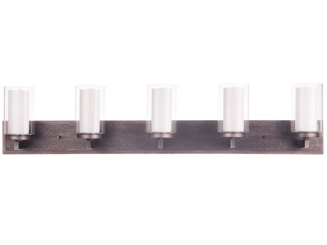 Craftmade Texture 5-Light Natural Iron Vintage Gray Glass Vanity Light