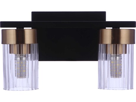 Craftmade Bond Street 2-Light Flat Black Satin Brass Vanity Light