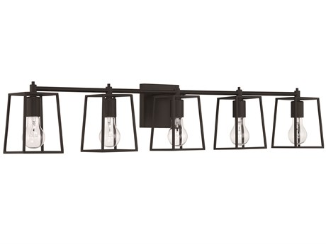 Craftmade Dunn 5-Light Flat Black Glass Vanity Light