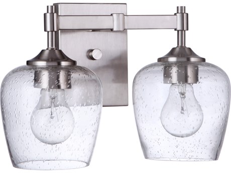 Craftmade Stellen 2-Light Brushed Polished Nickel Glass Vanity Light