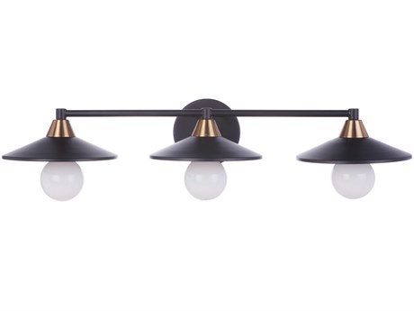 Craftmade Isaac 3-Light Flat Black Satin Brass Vanity Light