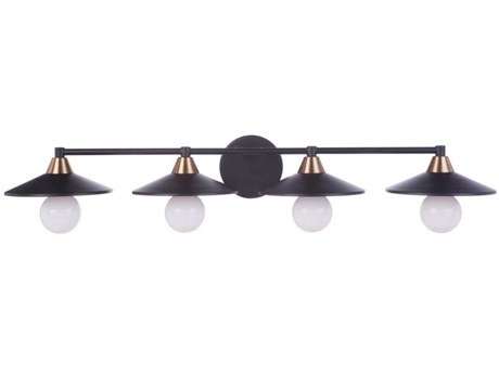 Craftmade Isaac 4-Light Flat Black Satin Brass Vanity Light