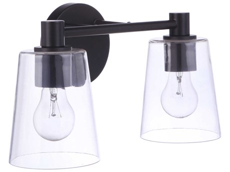Craftmade Emilio 2-Light Flat Black Glass Vanity Light