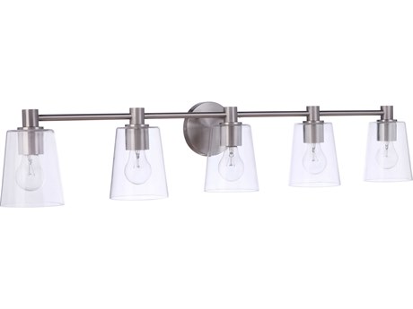 Craftmade Emilio 5-Light Brushed Polished Nickel Glass Vanity Light