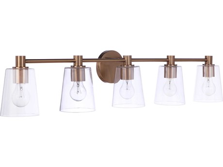 Craftmade Emilio 5-Light Satin Brass Glass Vanity Light