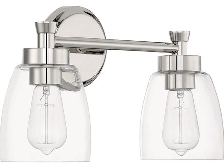 Craftmade Henning 2-Light Polished Nickel Glass Vanity Light