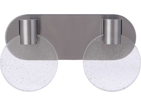 Craftmade Glisten 2-Light Brushed Polished Nickel Glass LED Vanity Light