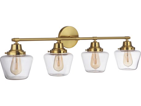 Craftmade Essex 4-Light Satin Brass Glass Vanity Light