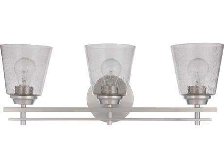 Craftmade Drake 3-Light Brushed Polished Nickel Glass Vanity Light