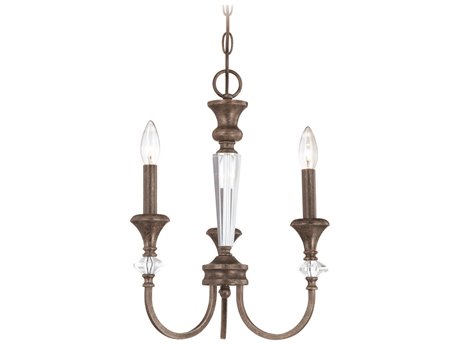 Craftmade Boulevard 3-Light Mocha Bronze Silver Crystal Glass Candelabra Chandelier