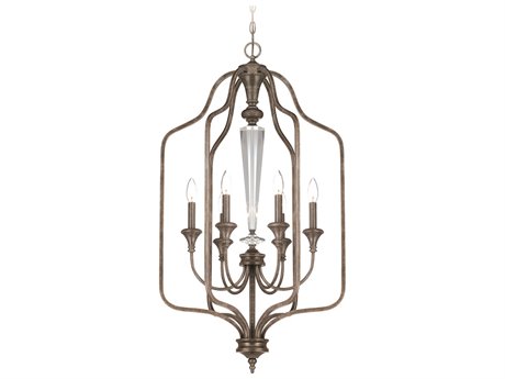 Craftmade Boulevard 6-Light Mocha Bronze Silver Crystal Glass Candelabra Chandelier
