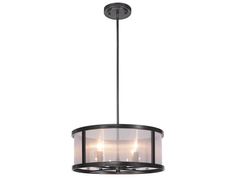 Craftmade Danbury 4-Light Matte Black Glass Drum Pendant