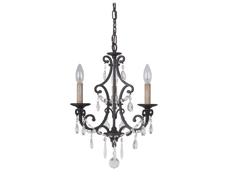 Craftmade Bentley 3-Light Matte Black Crystal Glass Candelabra Chandelier