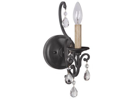 Craftmade Bentley 1-Light Matte Black Crystal Glass Vanity Light