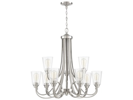 Craftmade Grace 9-Light Brushed Polished Nickel Glass Bell Chandelier
