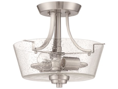 Craftmade Grace 2-Light Brushed Polished Nickel Glass Semi Flush Mount