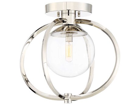 Craftmade Piltz 1-Light Polished Nickel Glass Globe Round Semi Flush Mount