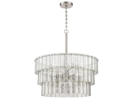 Craftmade Museo 12-Light Brushed Polished Nickel Glass Drum Pendant