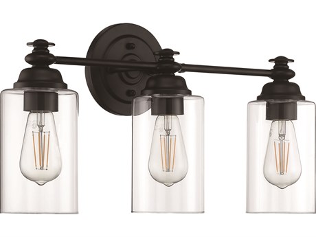 Craftmade Dardyn 3-Light Flat Black Glass Vanity Light