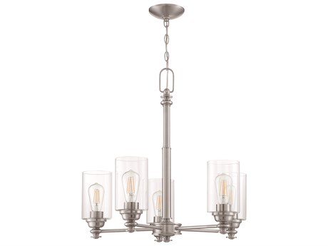 Craftmade Dardyn 5-Light Brushed Polished Nickel Glass Cylinder Chandelier