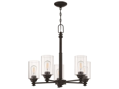 Craftmade Dardyn 5-Light Flat Black Glass Cylinder Chandelier