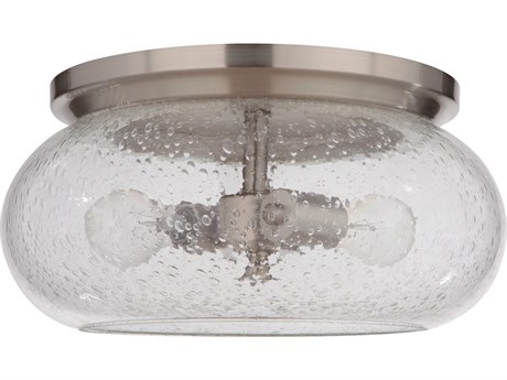 Craftmade Serene 2-Light Brushed Polished Nickel Glass Round Flush Mount