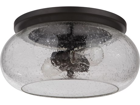 Craftmade Serene 2-Light Espresso Black Glass Round Flush Mount